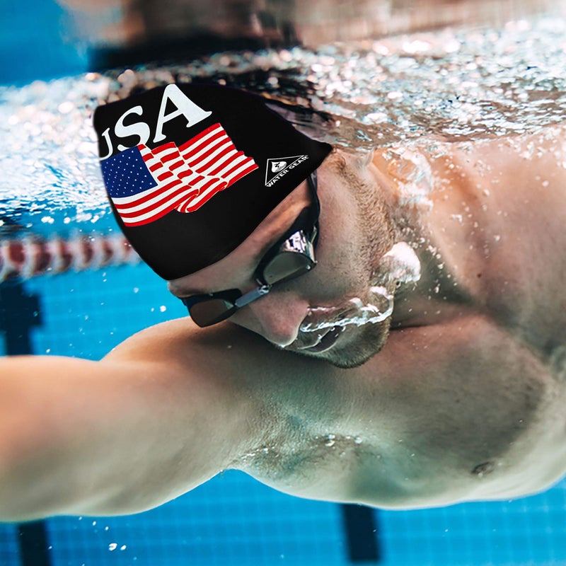 Water Gear Latex Swim Cap- USA Black Swimming Caps - Keeps Hair Dry and Secure - Comfortable and Great Fit - Shave Time Off Your Lap - Image 4
