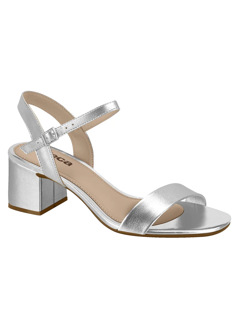 MOLECA Moleca Ladies Mid Heel Sandals Silver | Made In Brazil