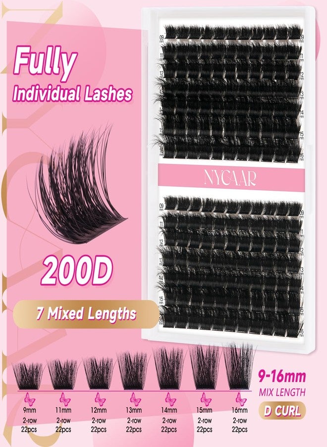NYCAAR Lash Clusters 3D Effect Individual Lashes 154pcs 200D D Curl 9-16MIX Eyelash Clusters Wispy Lashes Fluffy Cluster Lashes Natural Soft DIY Lash Extension - Image 3