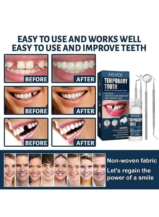 EELHOE - 30ml Moldable Teeth Glue 4 Dental Tools Temporary Tooth Filling Set Difficult to Deform Smile Confidently - Image 1