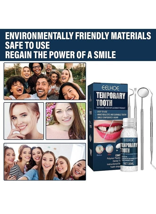 EELHOE - 30ml Moldable Teeth Glue 4 Dental Tools Temporary Tooth Filling Set Difficult to Deform Smile Confidently - Image 1