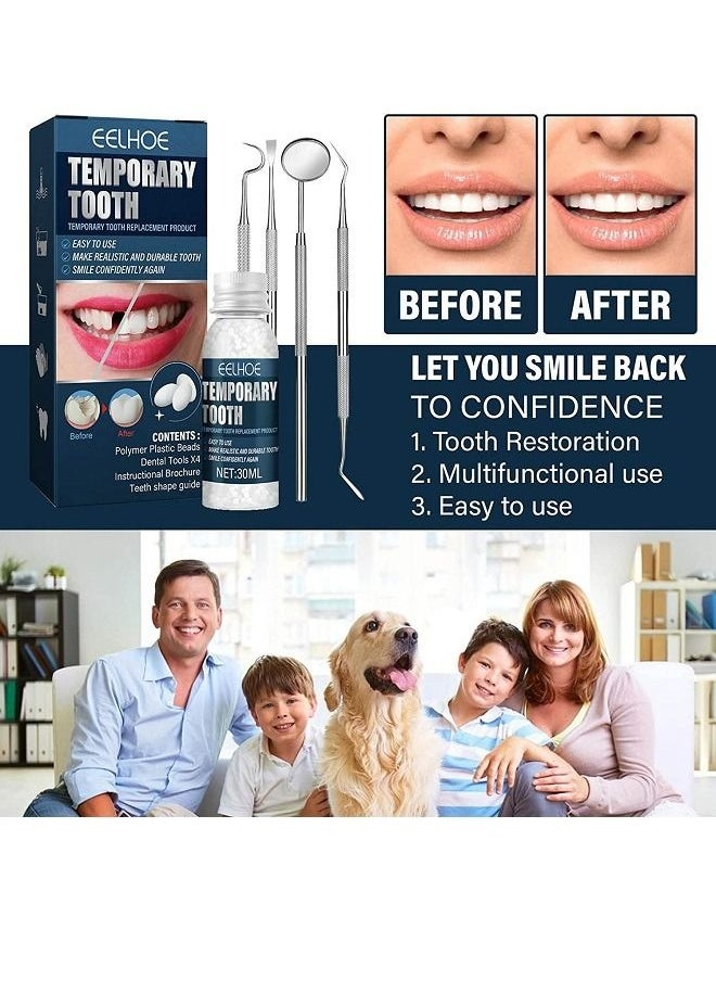 EELHOE - 30ml Moldable Teeth Glue 4 Dental Tools Temporary Tooth Filling Set Difficult to Deform Smile Confidently - Image 1
