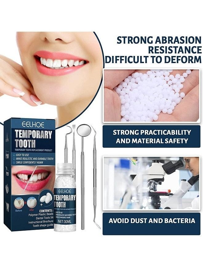 EELHOE - 30ml Moldable Teeth Glue 4 Dental Tools Temporary Tooth Filling Set Difficult to Deform Smile Confidently - Image 1