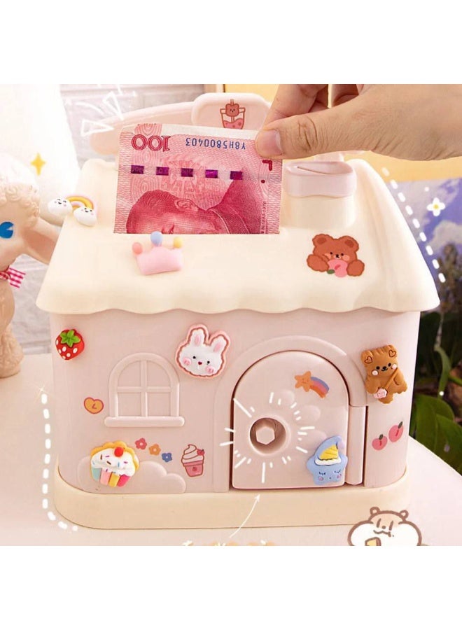 Children's piggy bank in the shape of a house + sticker + raised toys - Image 1