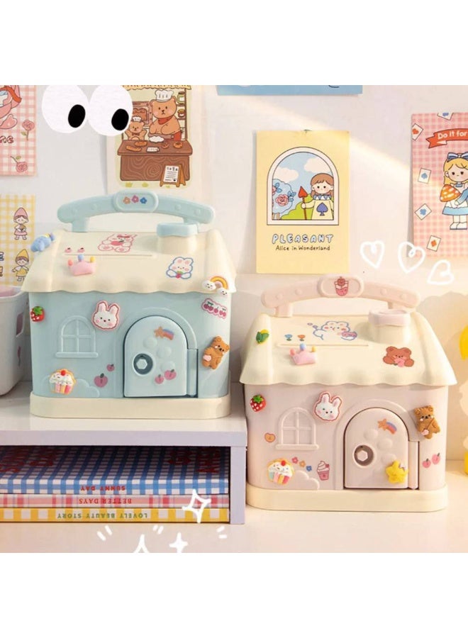 Children's piggy bank in the shape of a house + sticker + raised toys - Image 2