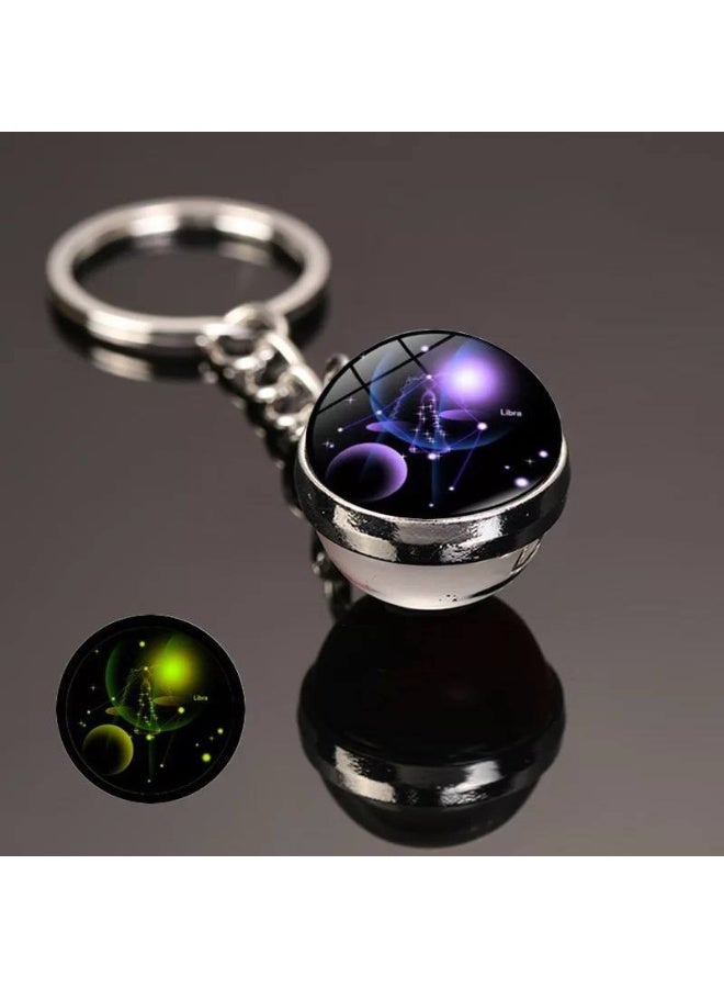 Planet keychain, metal in glass