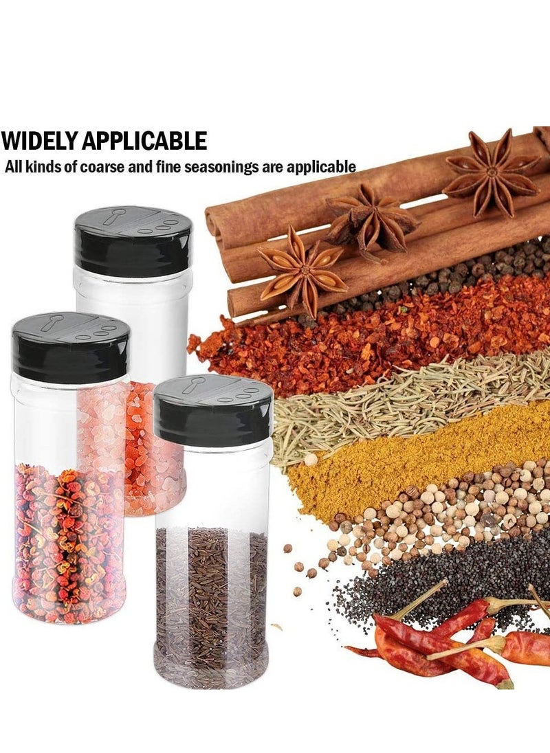 Generic - 3Pcs 100ml Plastic Spice Jars with Black Cap Seasoning Bottle Barbecue Sauce Clear and Safe Plastic Bottle Containers with Shaker Lids for Storing Spice Herbs and Seasoning Powders BPA Free - Image 1