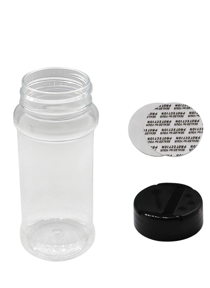 Generic - 3Pcs 100ml Plastic Spice Jars with Black Cap Seasoning Bottle Barbecue Sauce Clear and Safe Plastic Bottle Containers with Shaker Lids for Storing Spice Herbs and Seasoning Powders BPA Free - Image 1