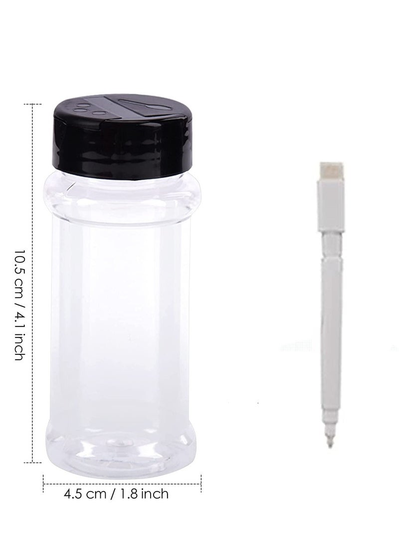 Generic - 3Pcs 100ml Plastic Spice Jars with Black Cap Seasoning Bottle Barbecue Sauce Clear and Safe Plastic Bottle Containers with Shaker Lids for Storing Spice Herbs and Seasoning Powders BPA Free - Image 1