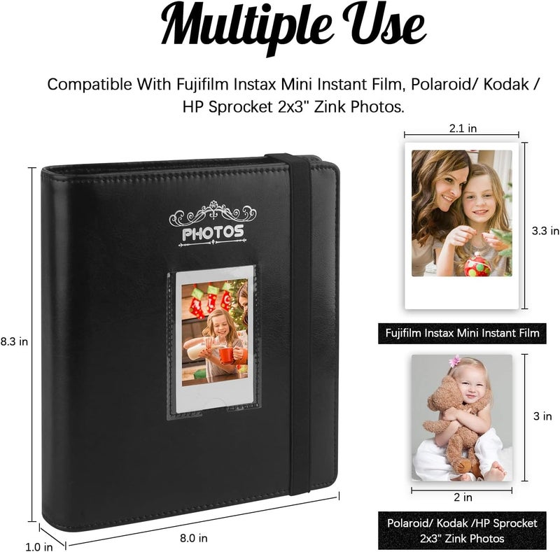 Veicevol 288 Pockets Photo Album for Fujifilm Instax Mini Camera, Leather Cover Photo Book for Polaroid Pictures, 2x3 Photo Album for Fujifilm Instax Mini 12 11 9 40 90 8 7 Evo LiPlay Pictures,Black - Image 4