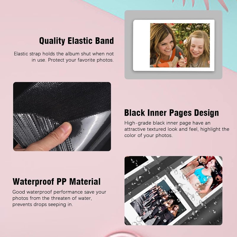 Veicevol 288 Pockets Photo Album for Fujifilm Instax Mini Camera, Leather Cover Photo Book for Polaroid Pictures, 2x3 Photo Album for Fujifilm Instax Mini 12 11 9 40 90 8 7 Evo LiPlay Pictures,Black - Image 5