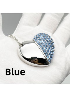 Generic Crystal USB Flash Disk Brick-inlaid Heart-shaped USB Flash Disk 32G Creative Jewelry 64G Brick Gift USB Flash Disk High Speed 3.0logo-Color:Blue-Capacity:USB3.0/128GB  - Image 1