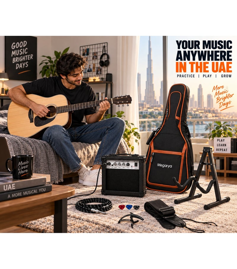 MegArya Electric Guitar Accessories Starter Kit with 10W Guitar Amplifier, Gig Bag, Stand, 10 ft Cable, Strap, Capo & 3 Picks, Complete Practice Accessory Set for Beginners - Image 3