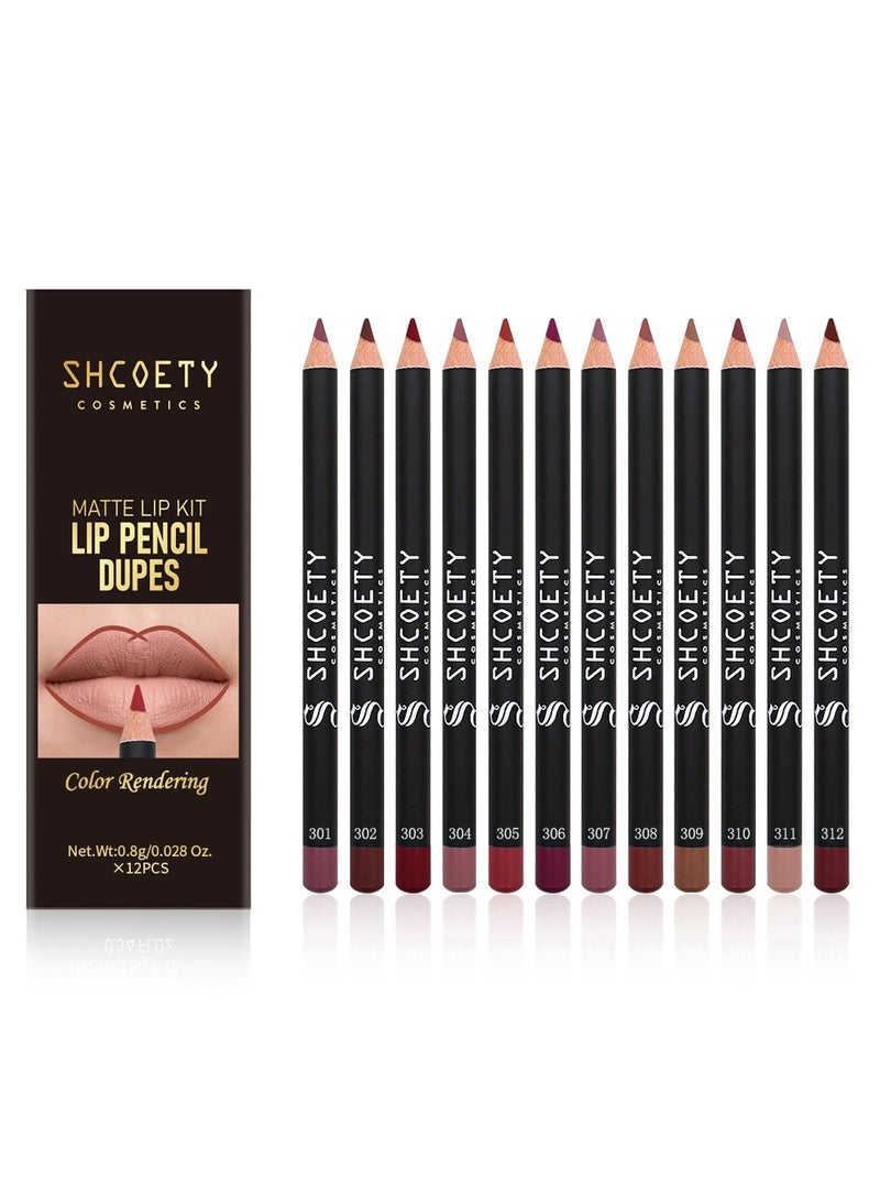 SHCOETY 12-Piece Waterproof Lipliner Pencil Set Multicolour - Image 1