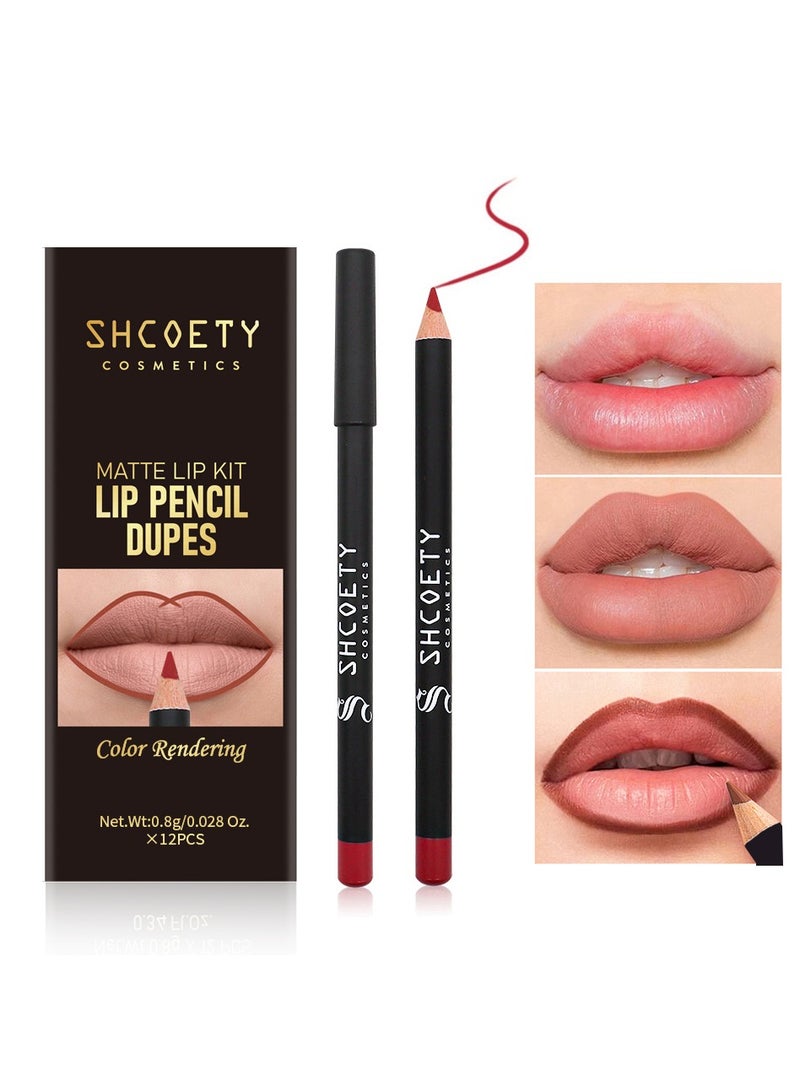 SHCOETY 12-Piece Waterproof Lipliner Pencil Set Multicolour - Image 3