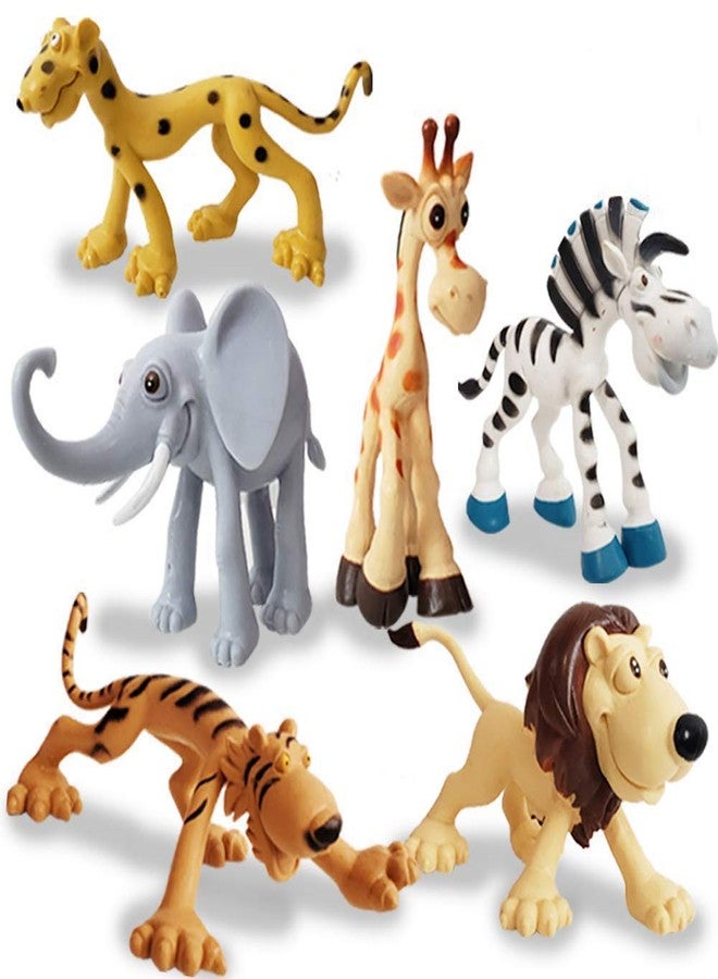 Brand Conquer Full Action Toy Figures | Jungle, Cartoon, Wild Animal Toys | Figure Playing Set for Kids (Big Size, Set of 6) - Image 1