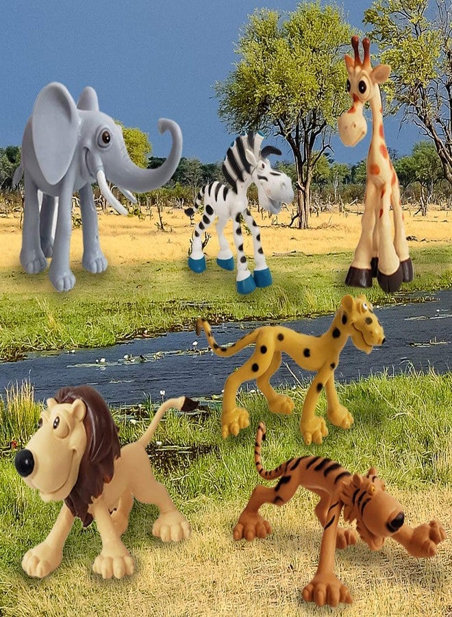 Brand Conquer Full Action Toy Figures | Jungle, Cartoon, Wild Animal Toys | Figure Playing Set for Kids (Big Size, Set of 6) - Image 3