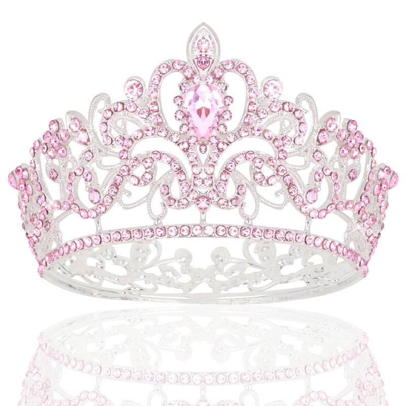 CIEHER Pink Mini Crown for Girls - Princess Tiara & Wedding Cake Decoration - Image 1