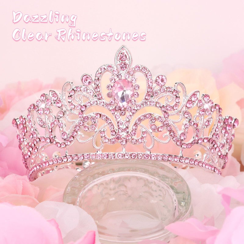 CIEHER Pink Mini Crown for Girls - Princess Tiara & Wedding Cake Decoration - Image 5