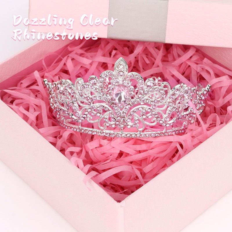 CIEHER Pink Mini Crown for Girls - Princess Tiara & Wedding Cake Decoration - Image 4