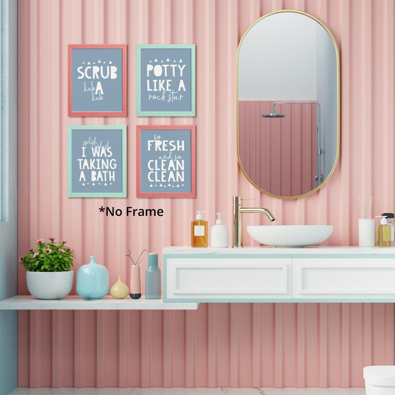 AEHIE So Fresh and Clean Colorful Bathroom Art Poster Prints for Home Kid Washroom Restroom Nursery Toilet Laundry Decor  Funny Bathroom Rules Word Decorations Prints Wall Art Unframed 4pcs (Blue) 8x10in - Image 4