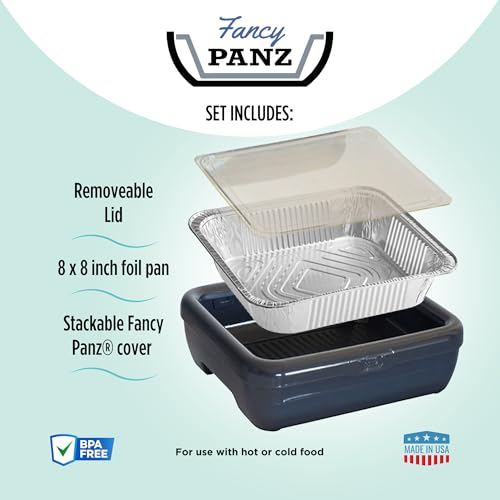 Fancy Panz - Red 8x8 Aluminum Foil Pan Carrier with Lid - Elevated Food Serving Tray - Portable & Insulated Casserole Carrier with Lid - Made in The USA Hosting Essentials - Image 3