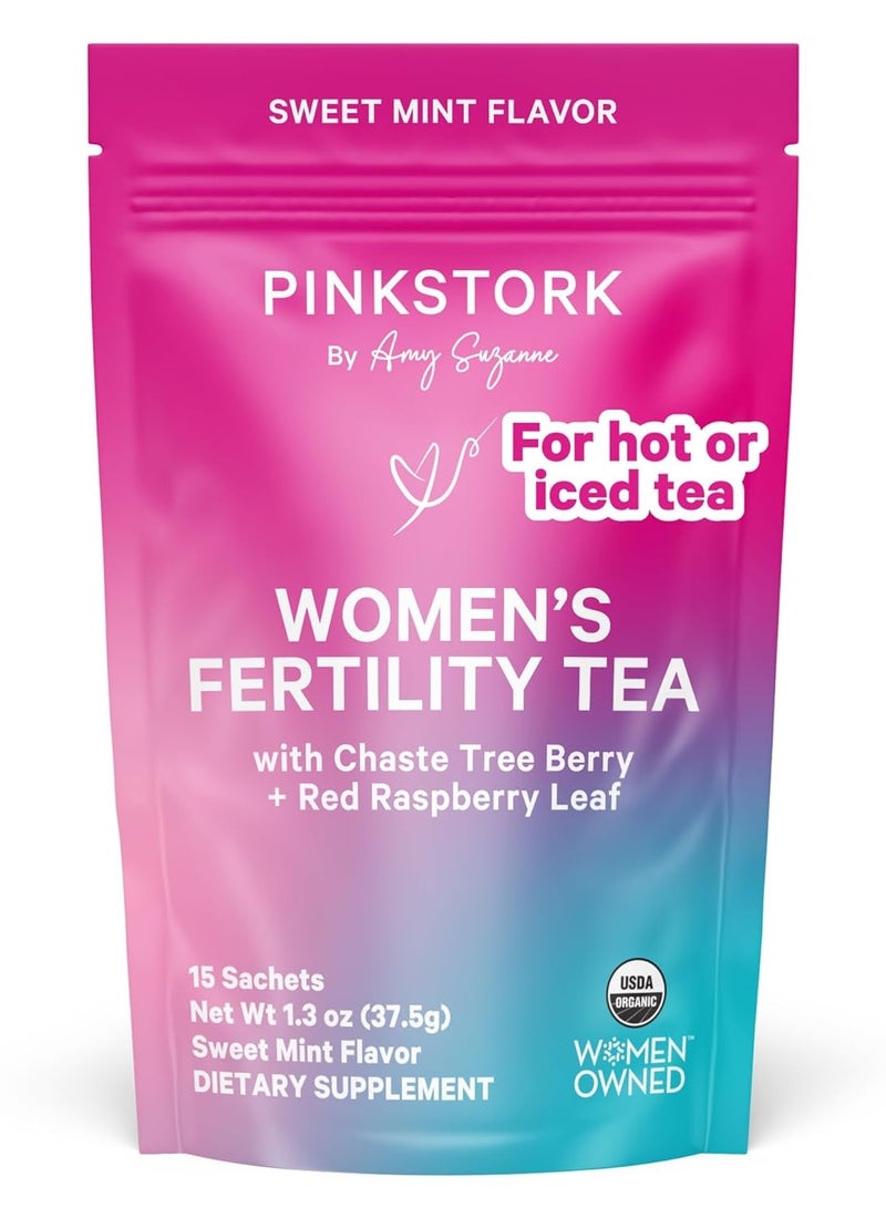 Pink Stork Fertility Tea- Sweet Mint Tea Usda Organic 30 Cups - Image 1