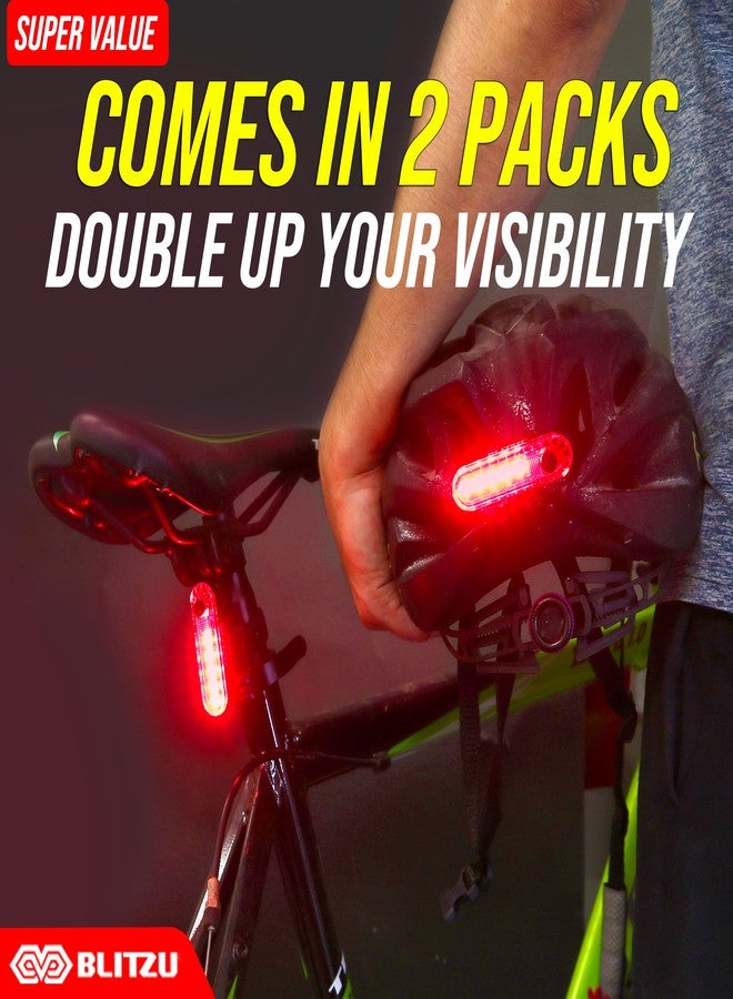 BLITZU USB-C Rechargeable Bike Tail Light 2 Pack, Bright Bicycle Rear Cycling Safety Flashlight Accessories for Night Riding, Cyborg 120T, 4 Light Modes for Adults Kids Men Women Road Mountain - Image 2