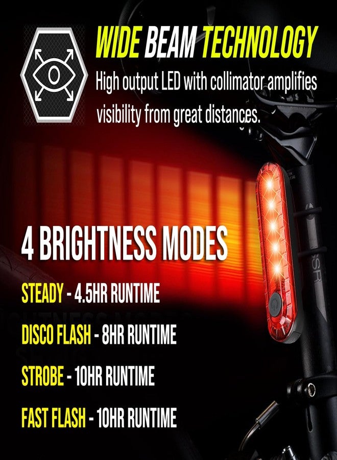 BLITZU USB-C Rechargeable Bike Tail Light 2 Pack, Bright Bicycle Rear Cycling Safety Flashlight Accessories for Night Riding, Cyborg 120T, 4 Light Modes for Adults Kids Men Women Road Mountain - Image 3
