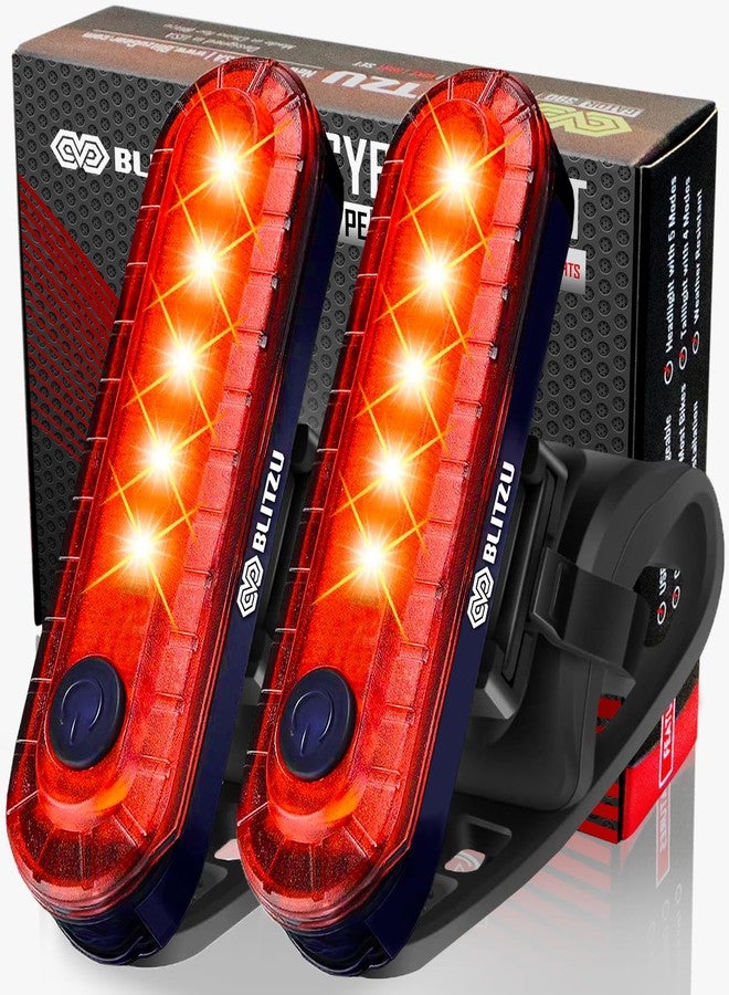 BLITZU USB-C Rechargeable Bike Tail Light 2 Pack, Bright Bicycle Rear Cycling Safety Flashlight Accessories for Night Riding, Cyborg 120T, 4 Light Modes for Adults Kids Men Women Road Mountain - Image 1