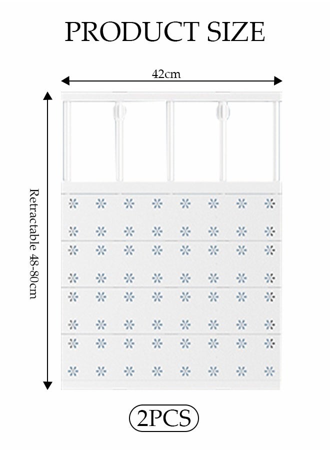 DUNISO - 2-Pack Separator Shelf, Wardrobe Nail-Free Retractable Storage Partition, Kitchen Partition, Dormitory Cabinet Layered Rack, Bathroom Storage Rack Tension Rack, Expandable Closet Rack, Adjustable, Suitable For Wardrobe, Cabinet, Cupboard (42 Cm, 42-48 Cm) - Image 1