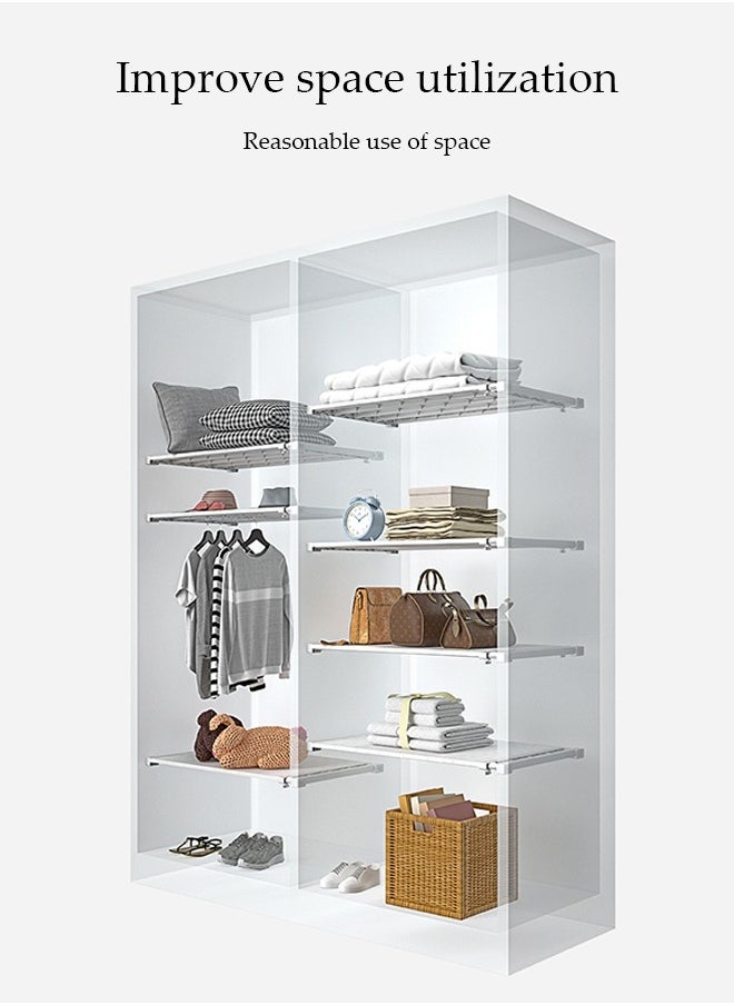 DUNISO - 2-Pack Separator Shelf, Wardrobe Nail-Free Retractable Storage Partition, Kitchen Partition, Dormitory Cabinet Layered Rack, Bathroom Storage Rack Tension Rack, Expandable Closet Rack, Adjustable, Suitable For Wardrobe, Cabinet, Cupboard (42 Cm, 42-48 Cm) - Image 1