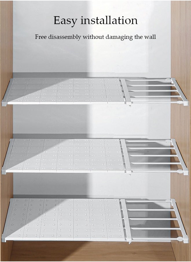 DUNISO - 2-Pack Separator Shelf, Wardrobe Nail-Free Retractable Storage Partition, Kitchen Partition, Dormitory Cabinet Layered Rack, Bathroom Storage Rack Tension Rack, Expandable Closet Rack, Adjustable, Suitable For Wardrobe, Cabinet, Cupboard (42 Cm, 42-48 Cm) - Image 1