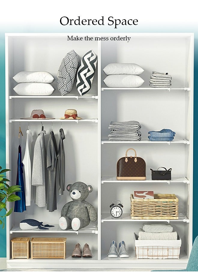DUNISO - 2-Pack Separator Shelf, Wardrobe Nail-Free Retractable Storage Partition, Kitchen Partition, Dormitory Cabinet Layered Rack, Bathroom Storage Rack Tension Rack, Expandable Closet Rack, Adjustable, Suitable For Wardrobe, Cabinet, Cupboard (42 Cm, 42-48 Cm) - Image 1