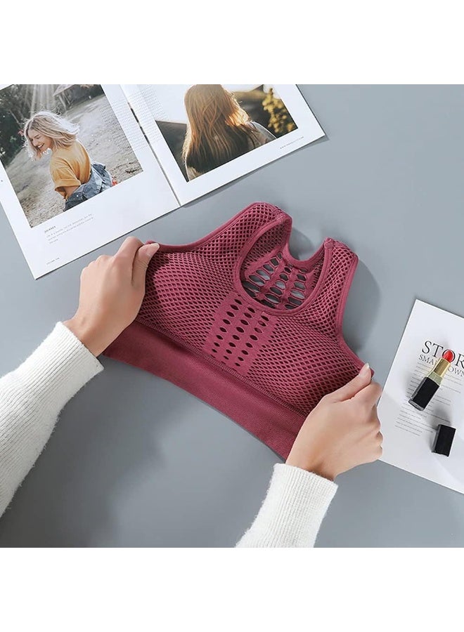 Rubik Sports Bra for Women, Removable Padded Seamless Sports Bra Hollow High Impact Support for Yoga Gym Workout Fitness (White, Medium) - Image 5