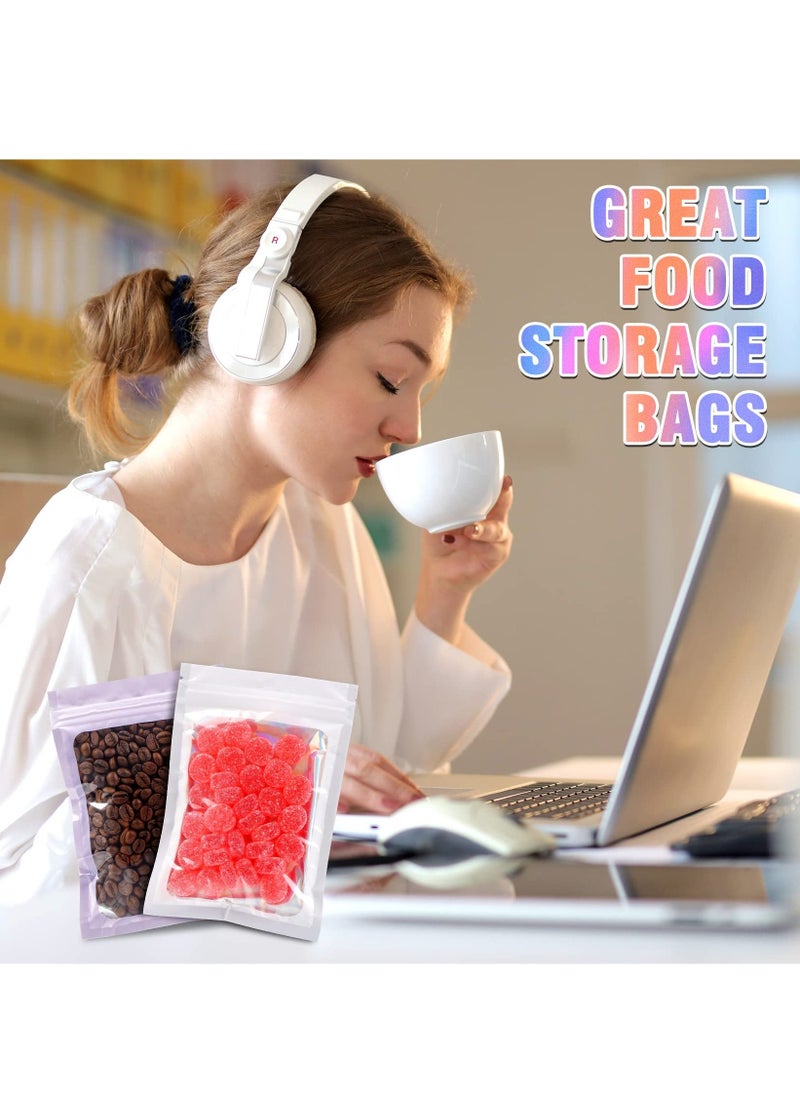 Smell Proof Bag, 100 Pack Gradient Color Holographic Bags, Holographic Zipper Packaging Bags, Jewelry Sample Bags with Clear Window, Resealable Mylar Bags for Eyelash Jewelry Food, 7.5x12cm  - Image 5