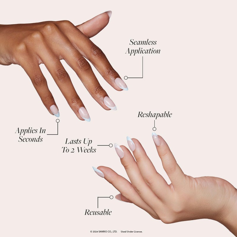 Glamnetic x Hello KittyÂ® and Friends Press On Nails - Cinnamorollâ„¢ French Tip | Short Almond Blue 3D French Tip Graphic Fake Nails in a Glossy Finish | 15 Sizes - 30 Nail Kit with Glue - Image 3