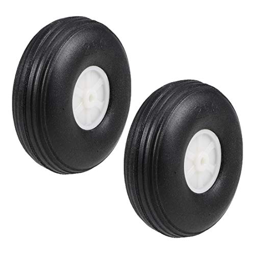 uxcell Tire and Wheel Sets for RC AirplanePU Sponge Tire with Plastic Hub25 2pcs - Image 1