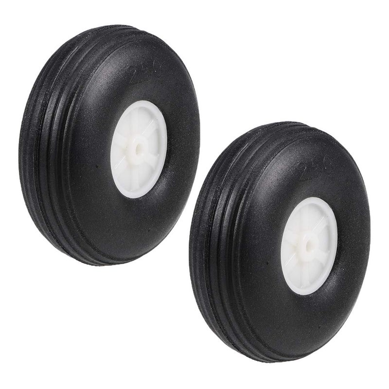 uxcell Tire and Wheel Sets for RC AirplanePU Sponge Tire with Plastic Hub25 2pcs - Image 2