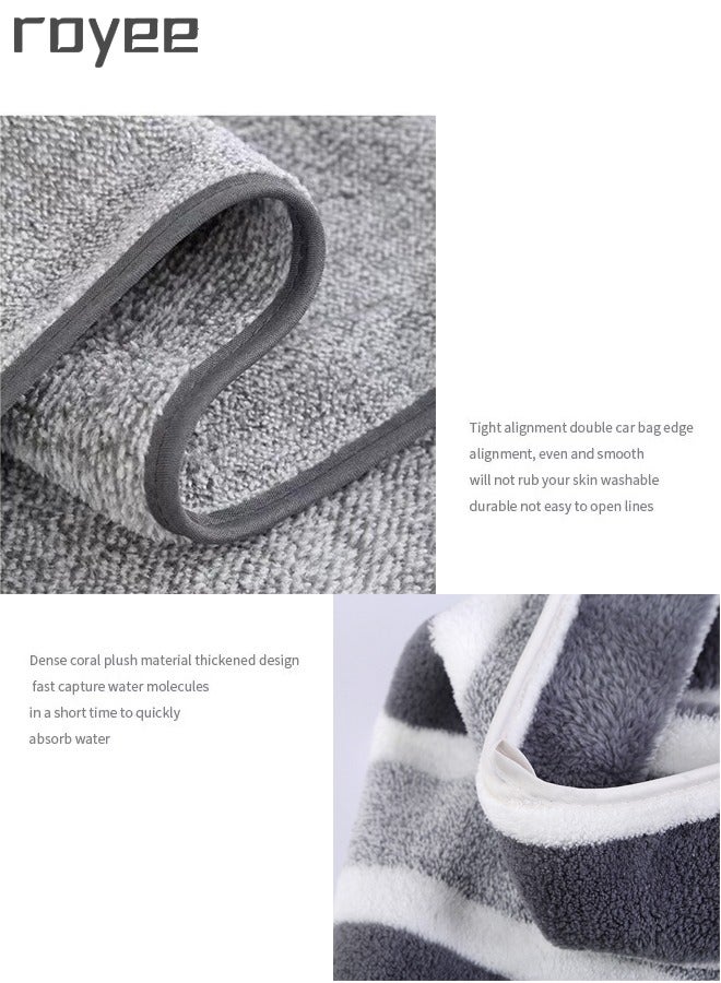 Royee 2Pcs Adult Bath Towel Set With Face Towel, Quik Dry Coral Fleece Beach Towels For Man and Woman(35*75cm+70*140cm) - Image 2