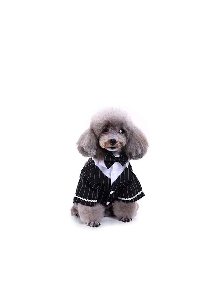 Excefore - Small Dog Clothes, Gentleman Dog Cat Shirt Puppy Pet Suit Bow Tie Costume, Cat Wedding Shirt Formal Tuxedo with Black Tie, Dog Prince Wedding Bow Tie Suit (X-Large) - Image 1