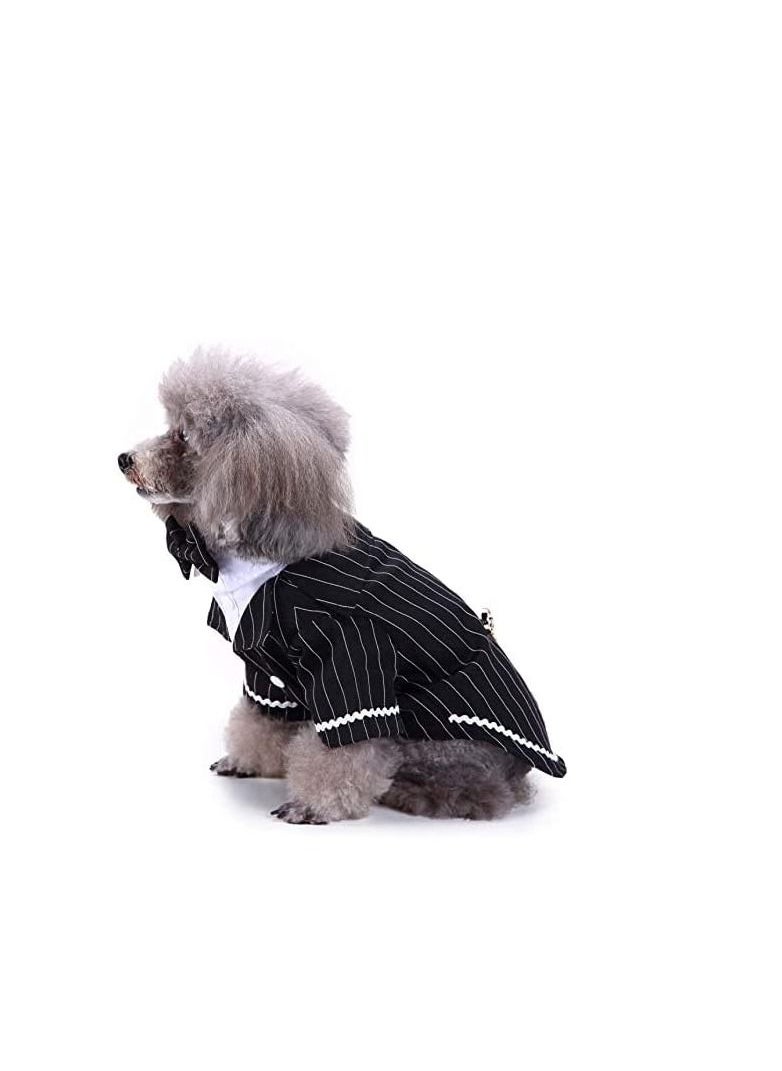 Excefore - Small Dog Clothes, Gentleman Dog Cat Shirt Puppy Pet Suit Bow Tie Costume, Cat Wedding Shirt Formal Tuxedo with Black Tie, Dog Prince Wedding Bow Tie Suit (X-Large) - Image 1