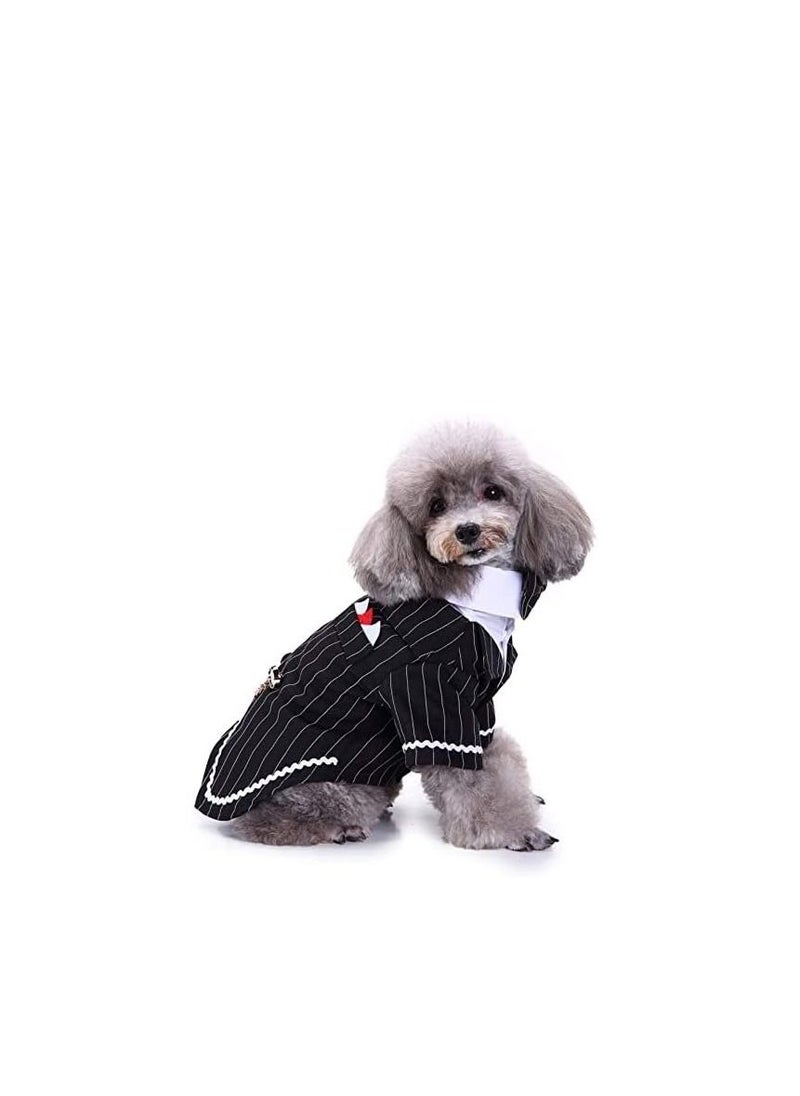 Excefore - Small Dog Clothes, Gentleman Dog Cat Shirt Puppy Pet Suit Bow Tie Costume, Cat Wedding Shirt Formal Tuxedo with Black Tie, Dog Prince Wedding Bow Tie Suit (X-Large) - Image 1