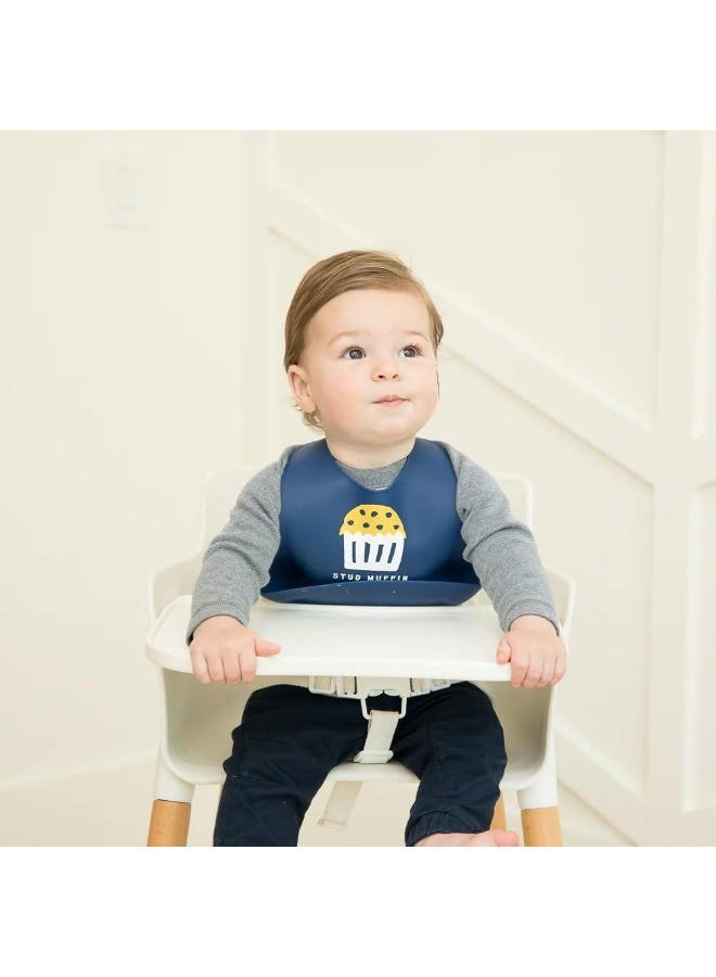 Bella Tunno Baby Bib for Eating by Bella Tunno, Waterproof Silicone Bib with Large Food Catcher, Adjustable Fit for Babies 4-12 months & Toddlers 1-3 Years, Boys & Girls, Stud Muffin - Image 2