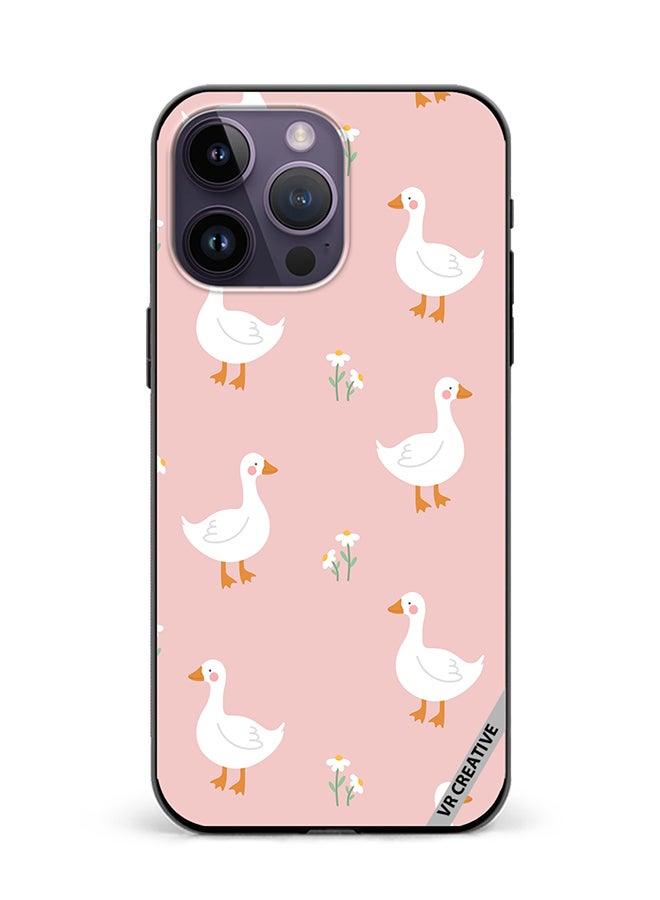 VR CREATIVE Protective Case Cover For Apple iPhone 16 Pro Cute White Swan Goose Design Multicolour - Image 1