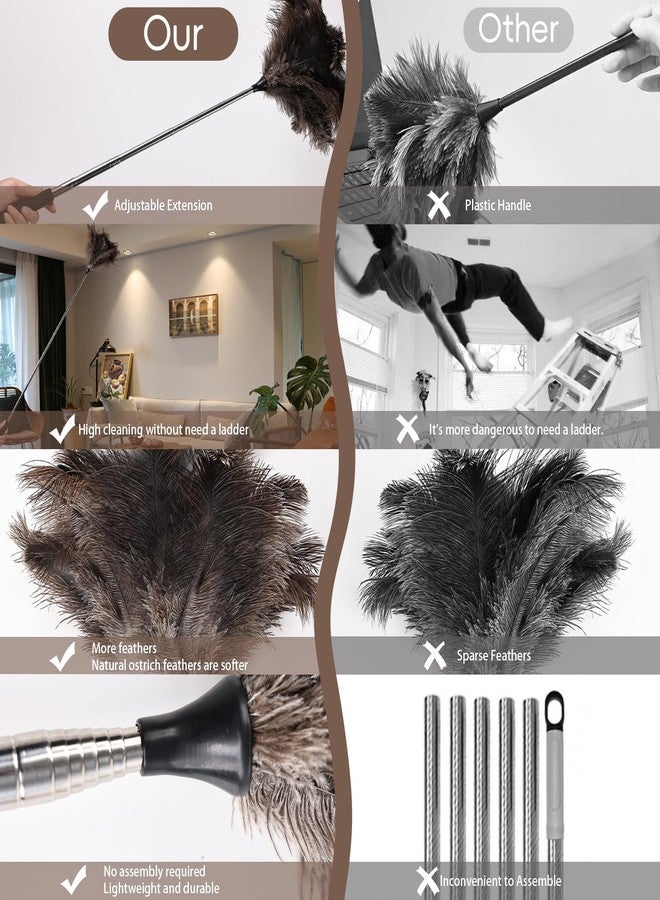 THARAHT Extendable Ostrich Feather Duster up to 16-47 inches Fluffy Feathers Long Handle Reusable for Cleaning Ceiling Fan Pendant lamp High Ceiling Blinds Furniture Feather Duster - Image 4
