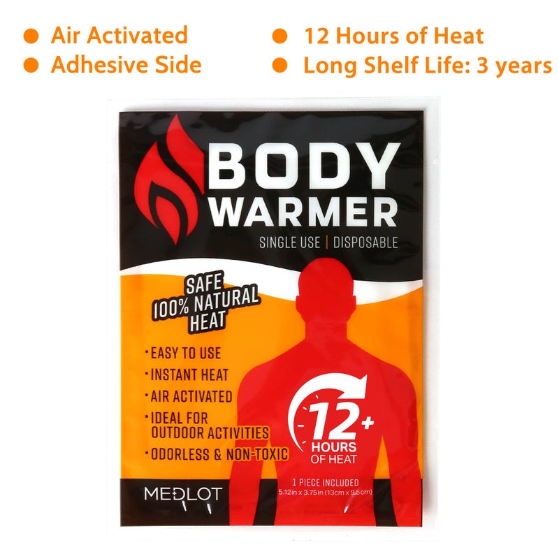MEDLOT Body Warmers - Long Lasting, Safe Natural Odorless, Air Activated Warmers - Up to 12 Hours of Heat - Disposable Heating Pad for Warmth and Pain Relief - 40 Pack, White - Image 2