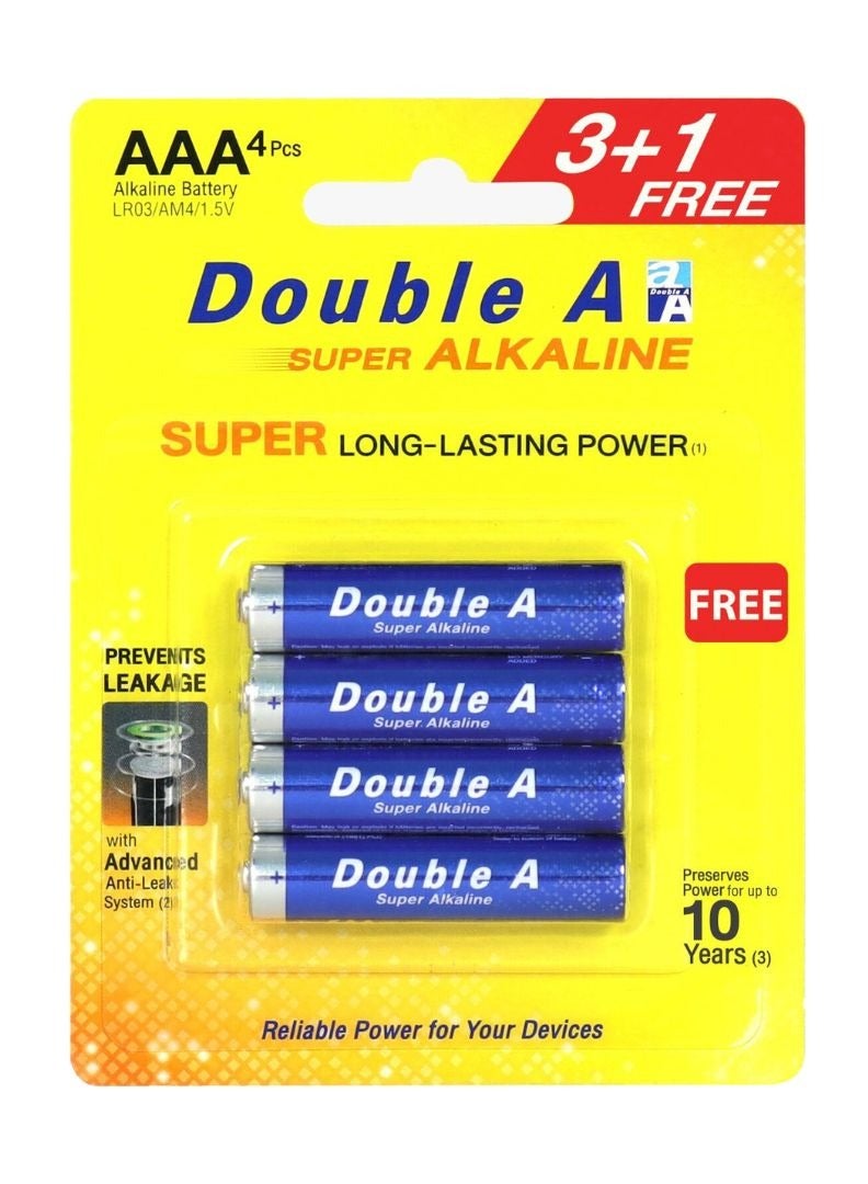Double A 3+1 Free AAA Super Long Lasting Alkaline Battery Set