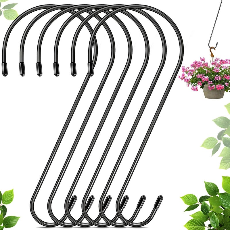 Dapute 6 Pack 12 Inch Extra Large S Hooks for Hanging Plants, Rust-Proof Heavy Duty Tree Branch Hooks Plant Hooks Outdoor for Hanging Bird Feeder,Patio,Indoor Uses - Image 1