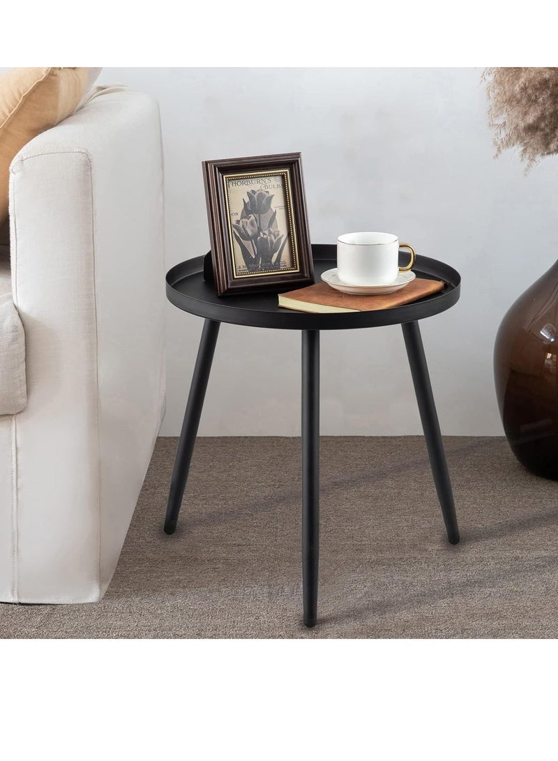 MIXDE Round Side Table, Nightstand End Table for Living Room, Bedroom, Small Spaces, Easy Assembly Metal Bedside Table Modern Home Decor Coffee Table - Image 1